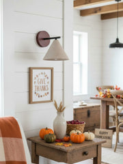 Travertine Wall Sconce - Natural Stone Sconce with Tapered Shade